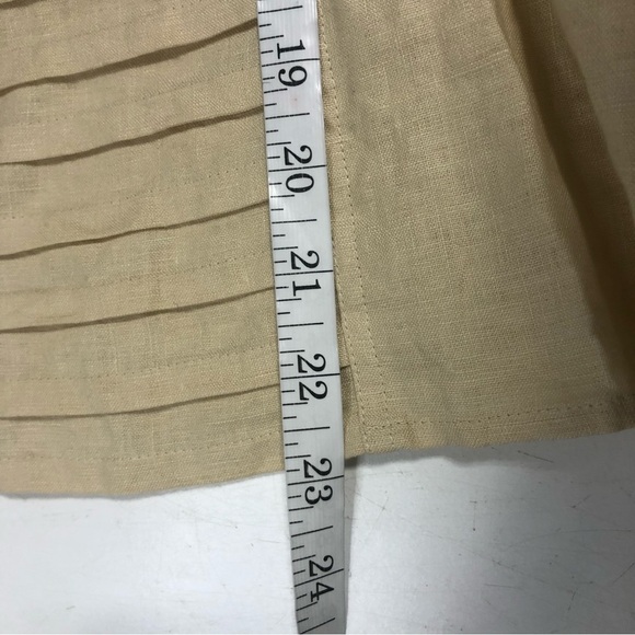 Tracy M Yellow/Tan Linen Button Down Shirt, Size L - Picture 8 of 8